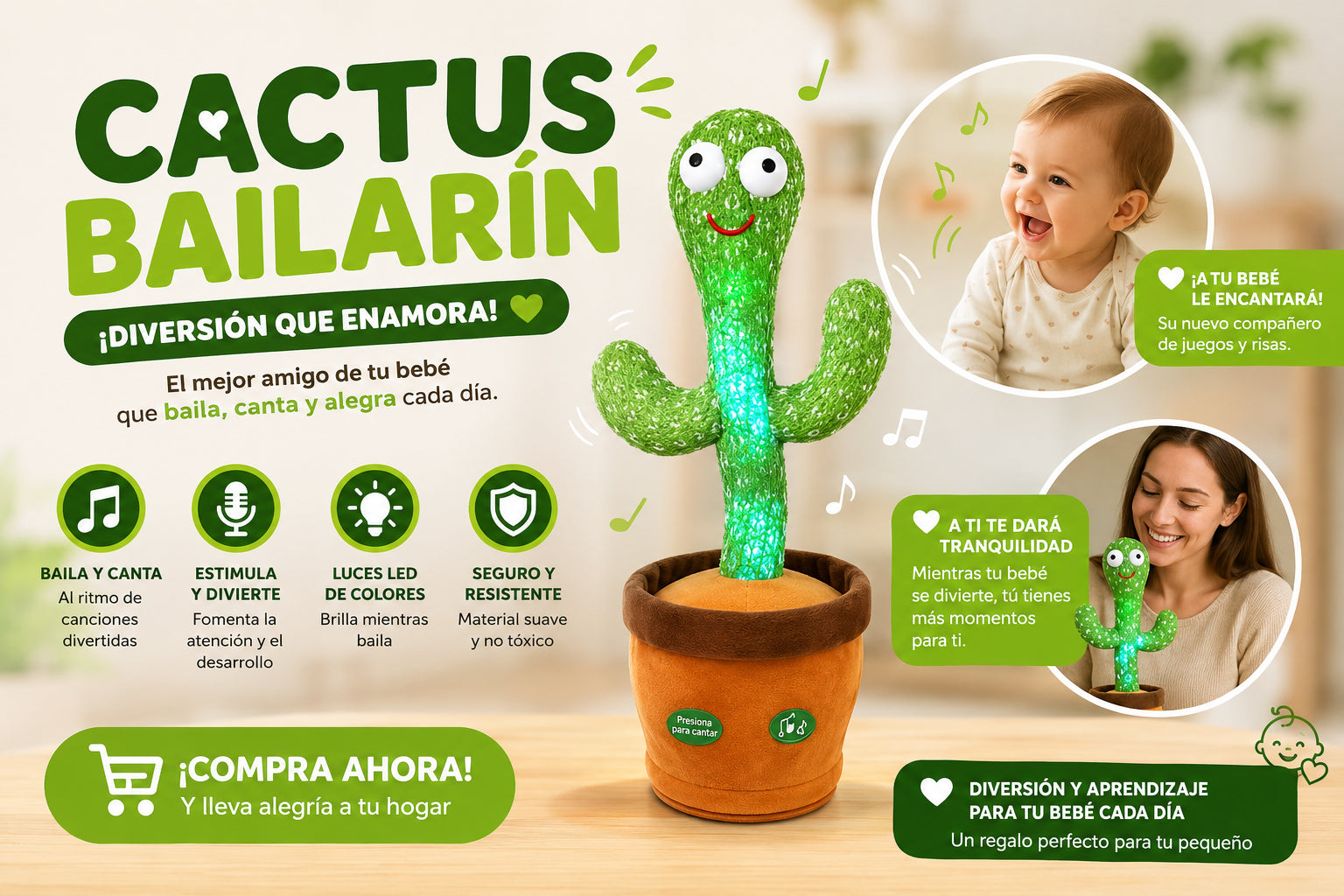 IMITA LOS SONIDOS DE TU BEBÉ + CACTUS BAILARÍN + ENVÍO GRATIS